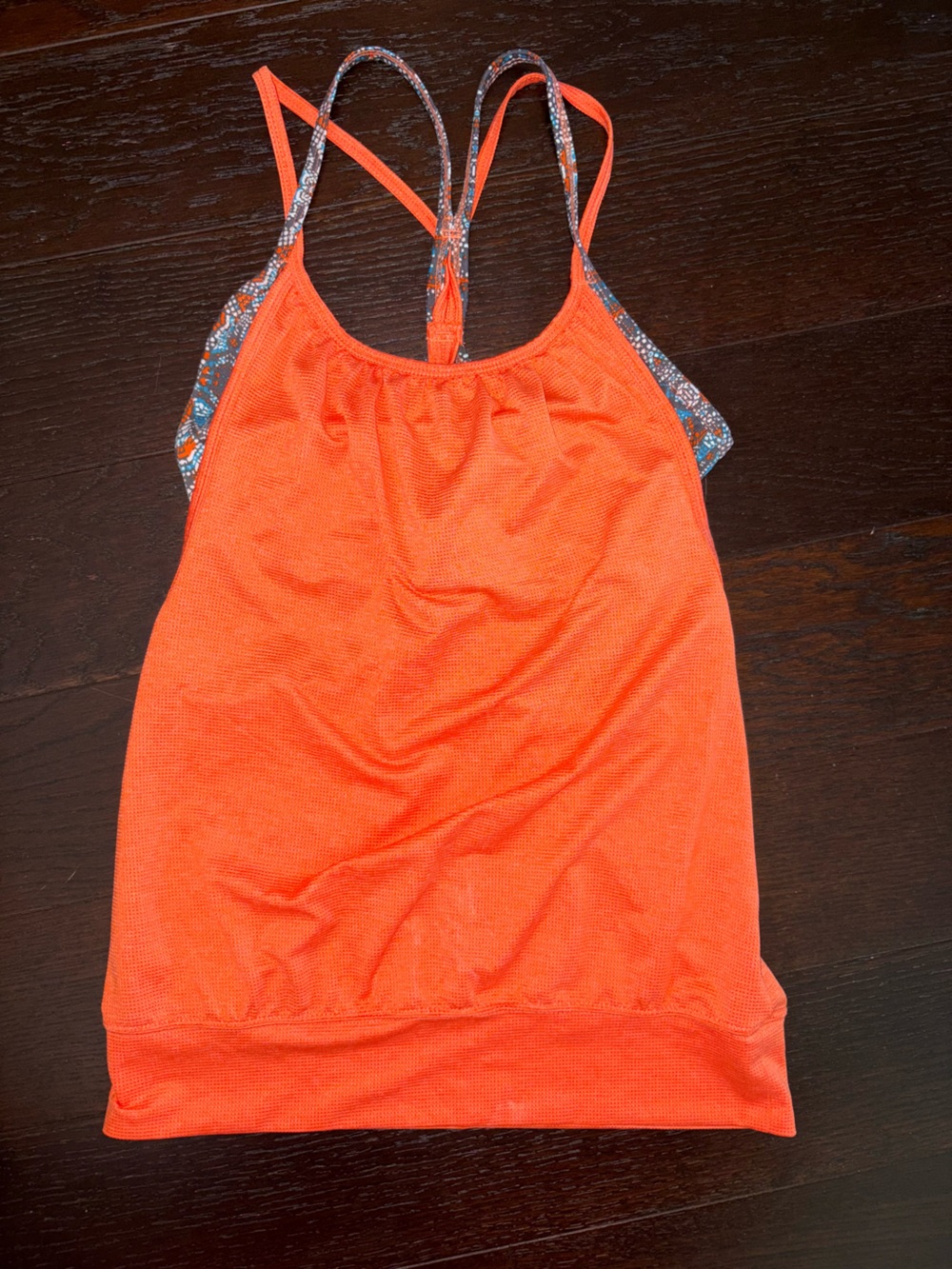 Soubu Bright Orange Kids One-Piece Tank with Patterned Straps & Built-In Bra